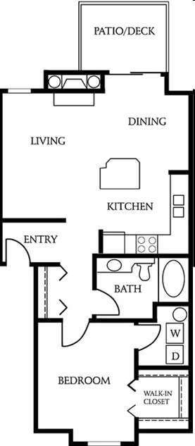 1 Bedroom 1 Bathroom O210 floor plan